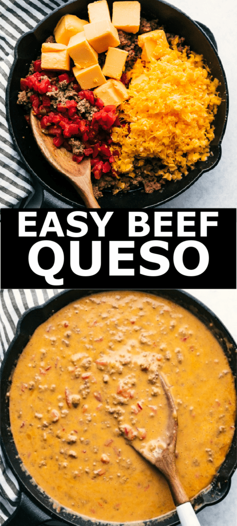 ingredients for queso in skillet