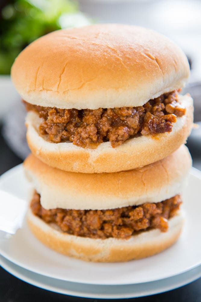 photo of two sloppy joes stacked on top of each other