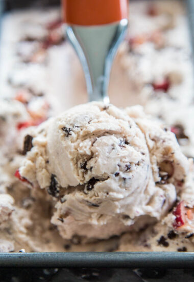 close-up photo of ice cream being scooped