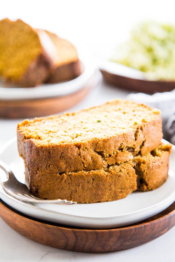 two slices of bread on a plate.