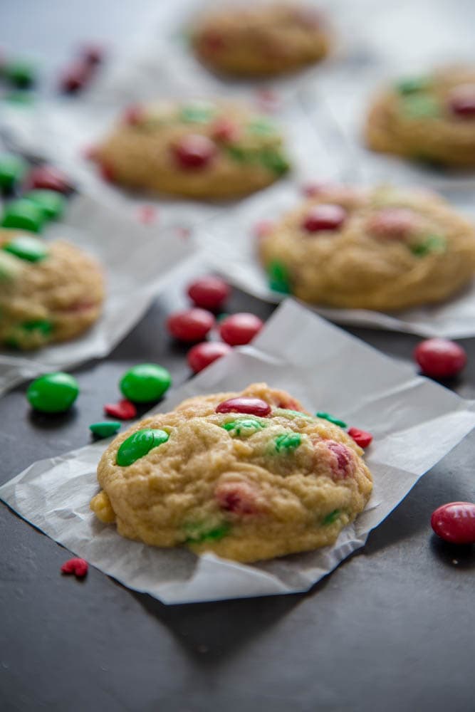 a cookies studded with M&Ms