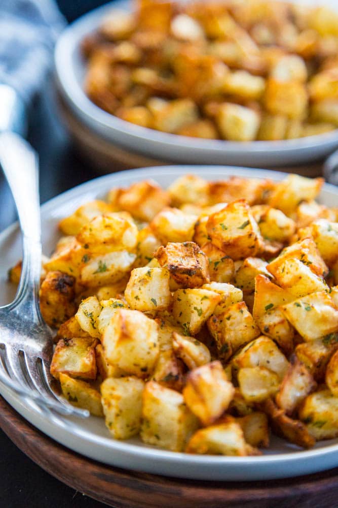 close-up shot of the breakfast potatoes