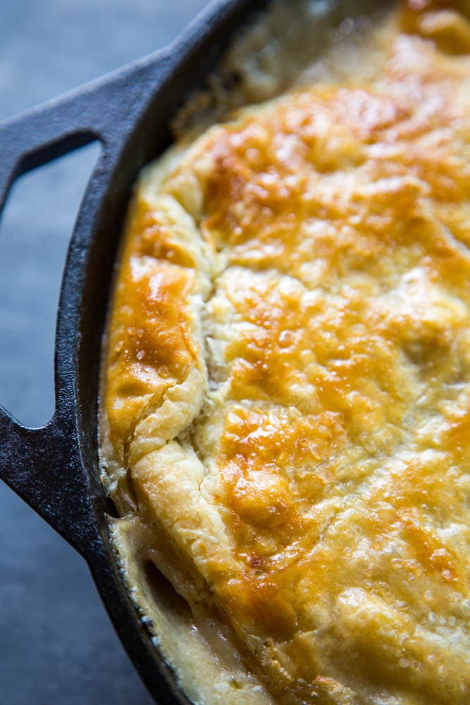 close up of the baked pot pie