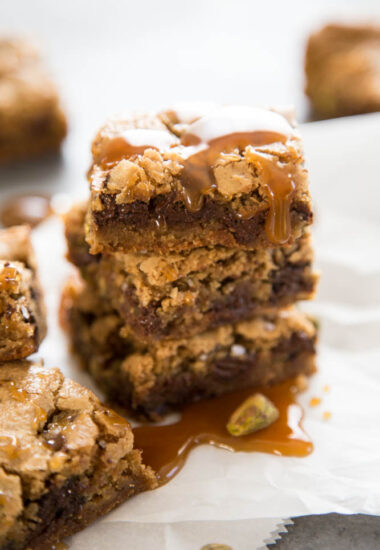 a stack of cookie bars.