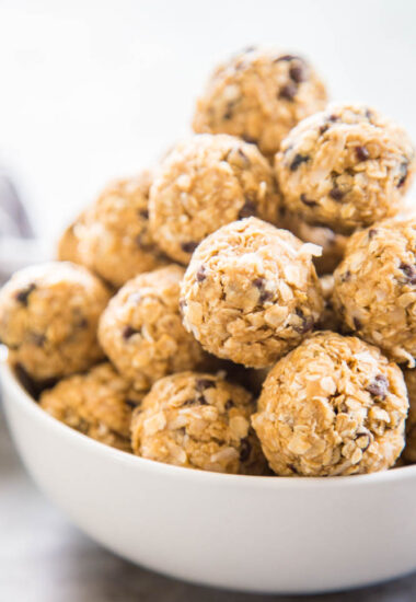 a bowl of protein balls.