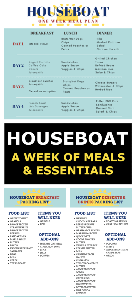 houseboat meal planning pinterest graphic.