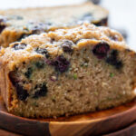 zucchini blueberry bread slice.