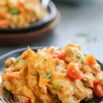 chicken enchilada bake on a plate.