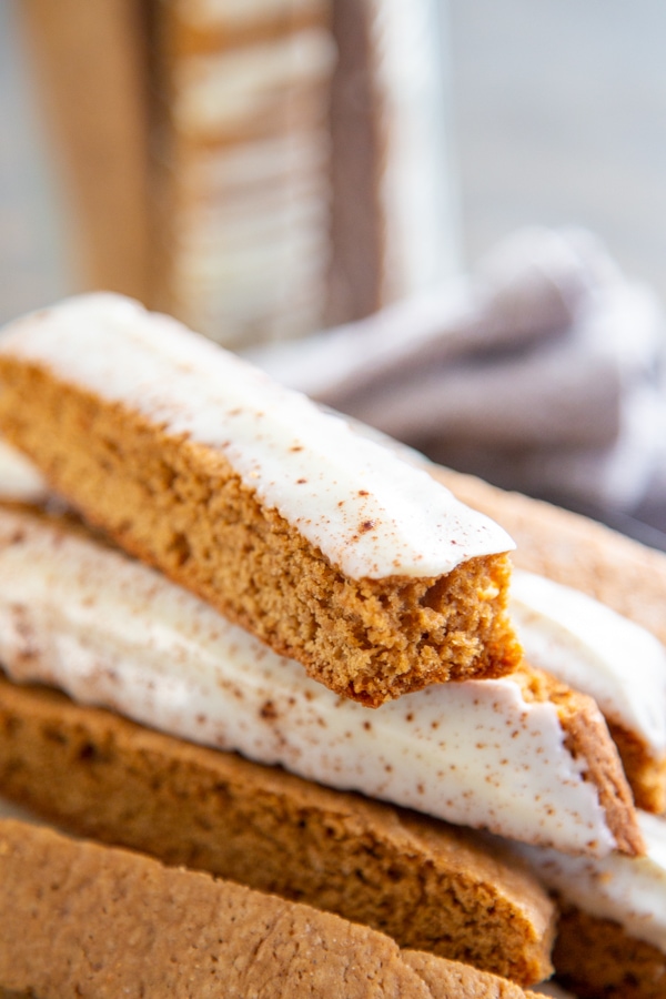 a stack of gingerbread biscotti.