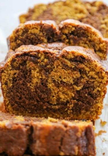 sliced pumpkin Nutella bread.
