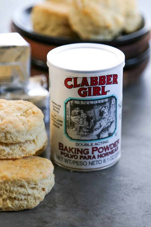 biscuits with can of baking powder