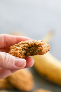 peanut butter banana cookie with bite out of it