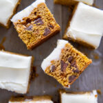 overhead shot of pumpkin cookie bars.