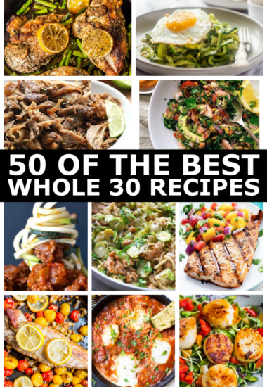 photo collage of different Whole30 recipes.