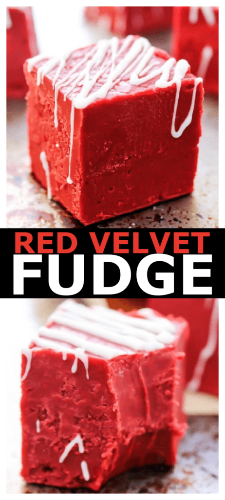 Easy Red Velvet Fudge photo collage.