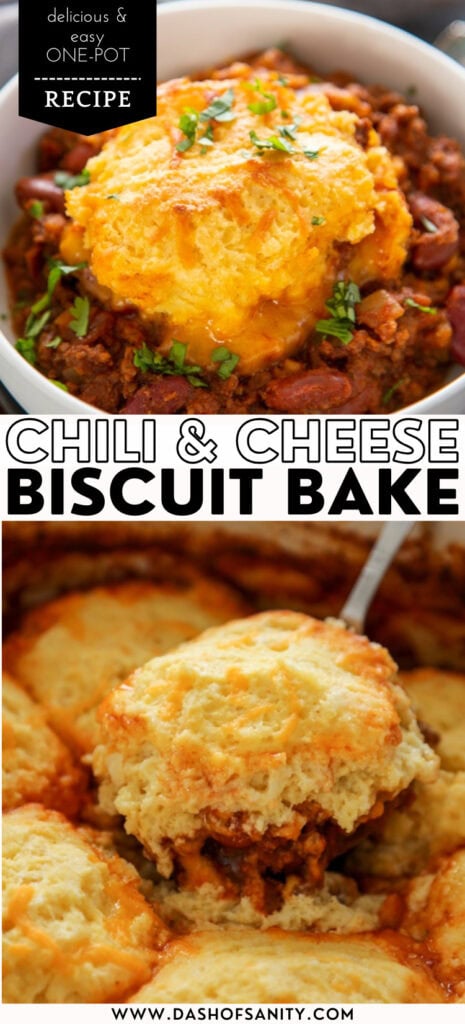 collage image of chili cheese biscuit bake