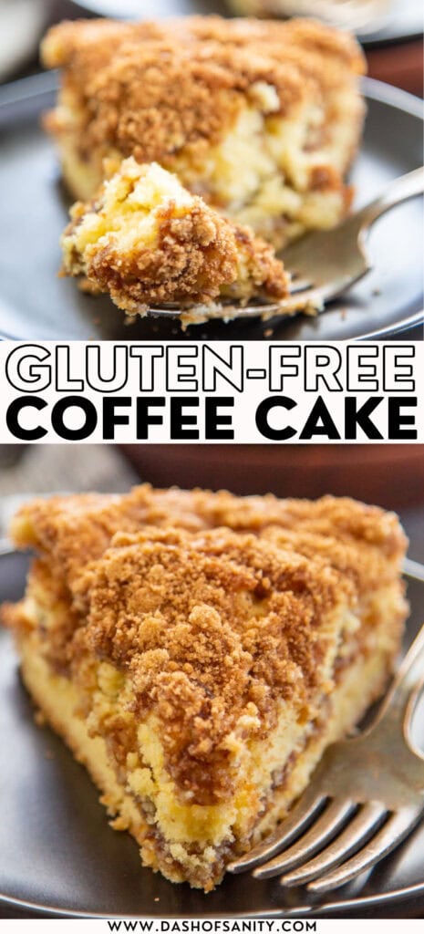 collage image with recipe title of gluten free coffee cake