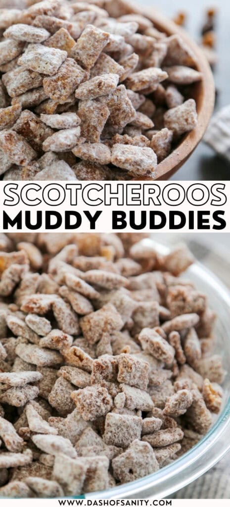 collage image of Scotcheroos Muddy Buddies