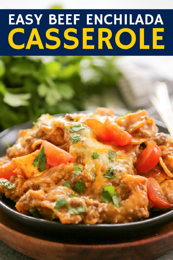 beef enchilada bake social media image.