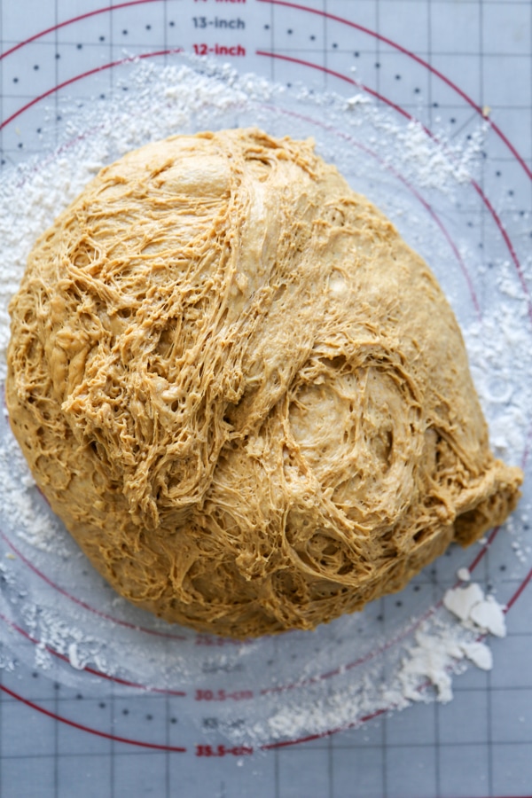 the mixed dough in a bowl.