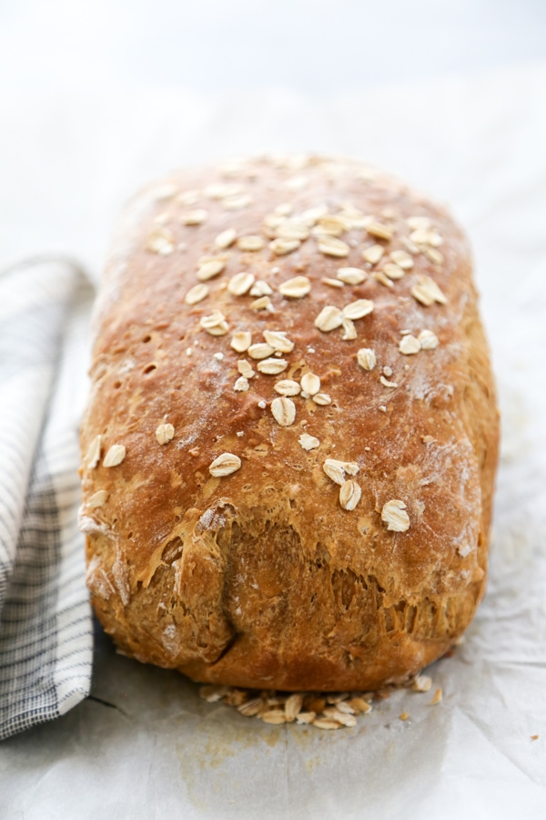 a whole loaf of oatmeal bread.