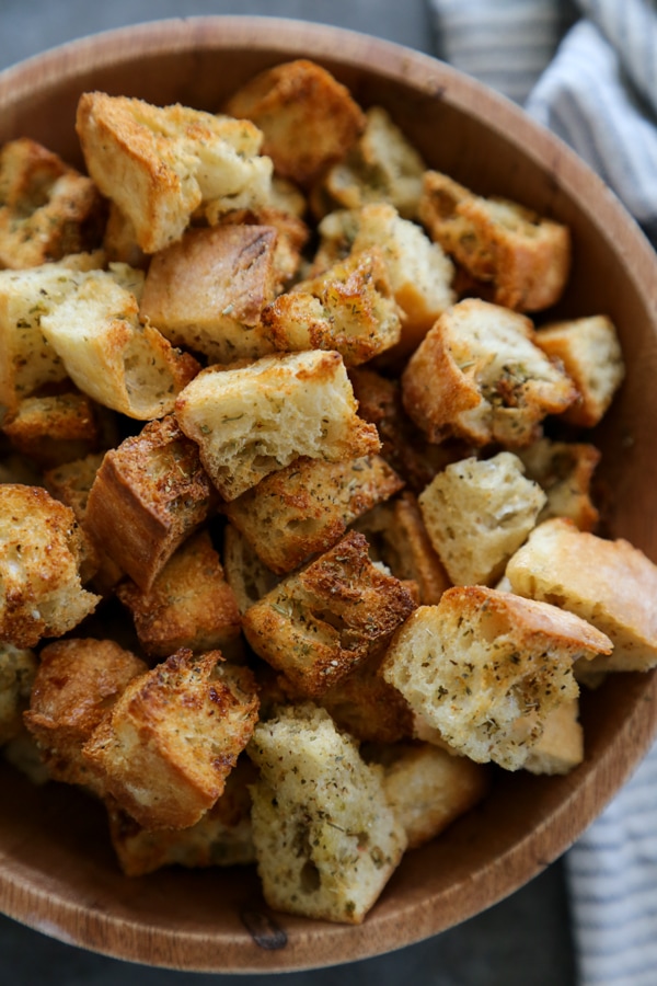 close-up shot of the air fried bread.