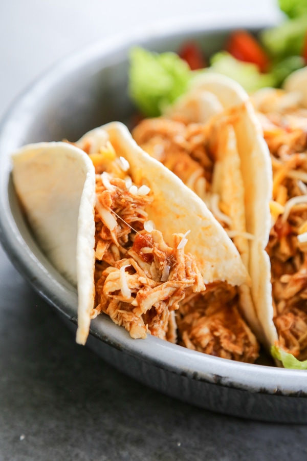 close-up shot of a taco on a plate.