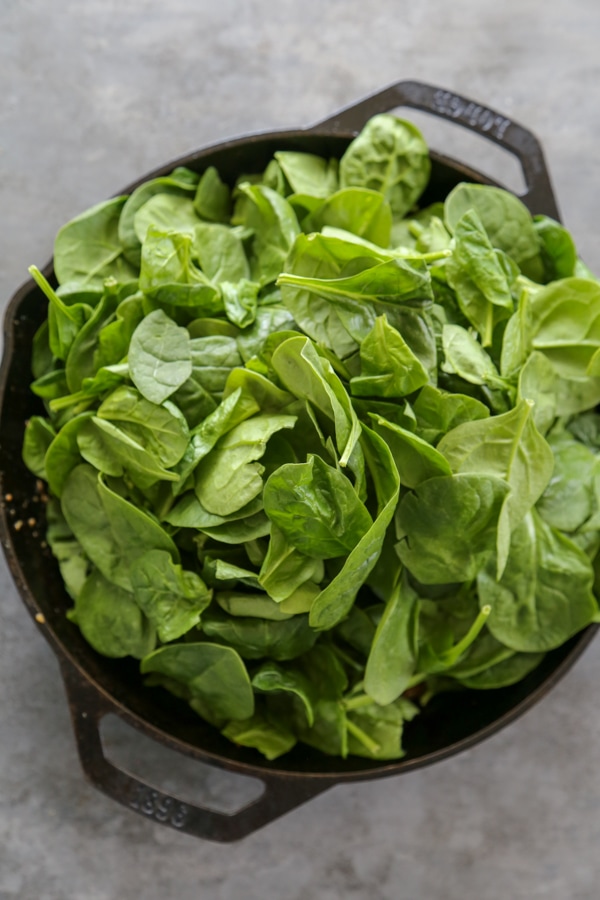 overhead shot of fresh spinach.