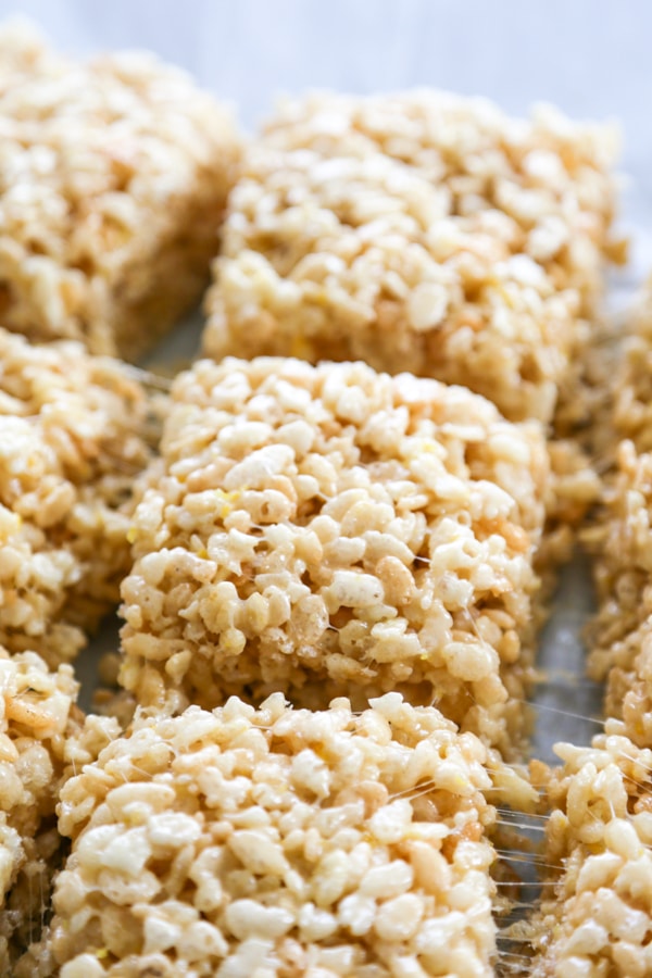 sliced rice krispie bars.