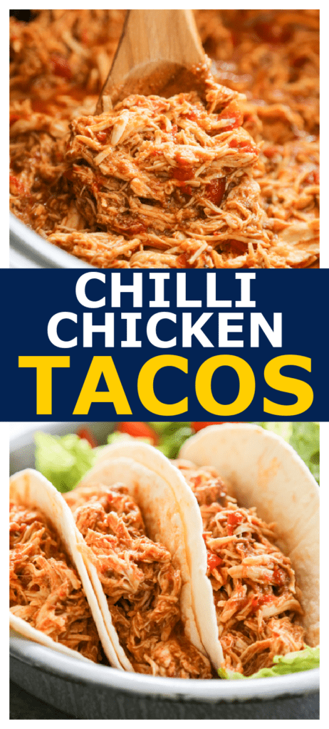 Slow Cooker Chili Chicken Tacos - Dash of Sanity