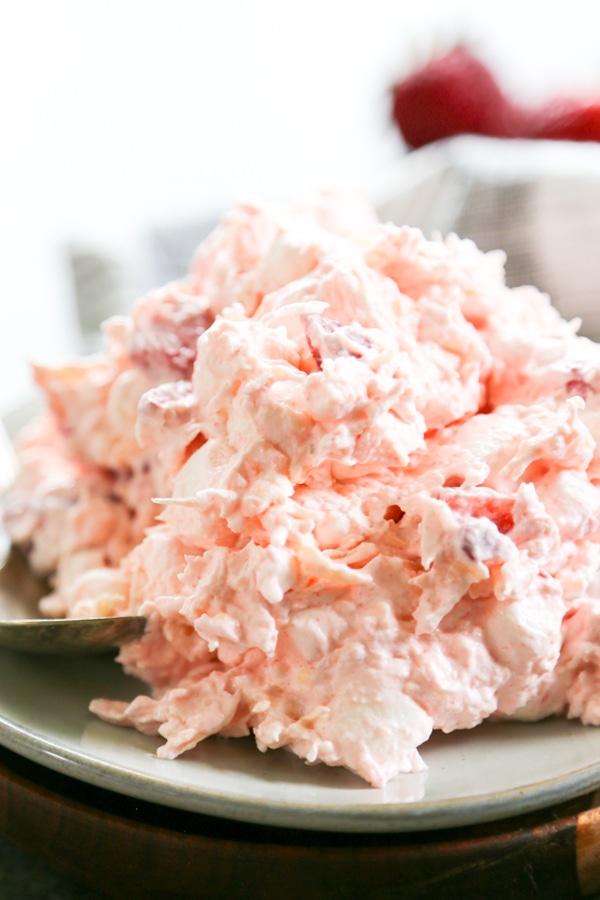 plate full of strawberry fluff