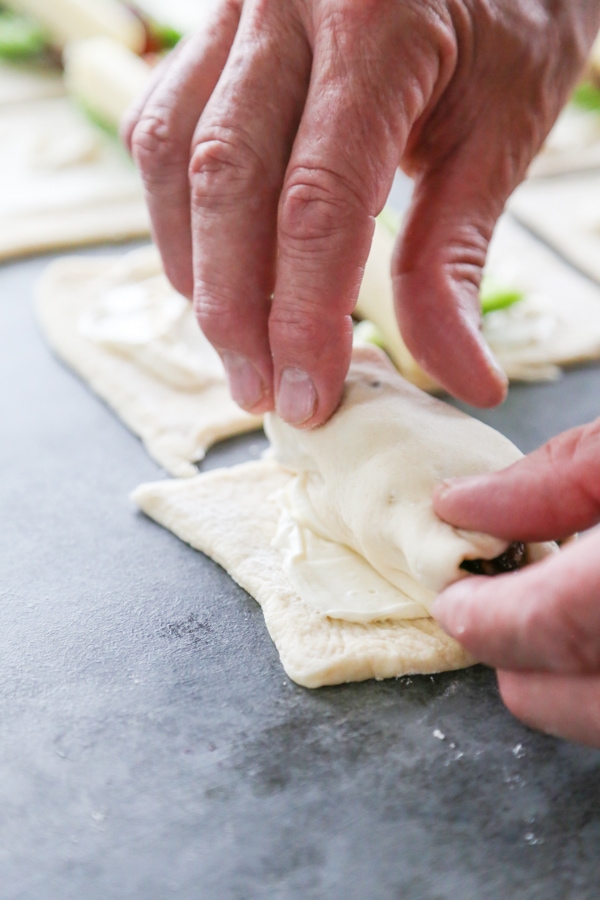 the dough rolled up.