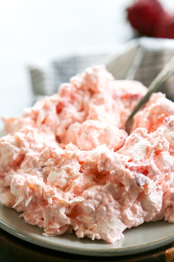 a plate of strawberry fluff.