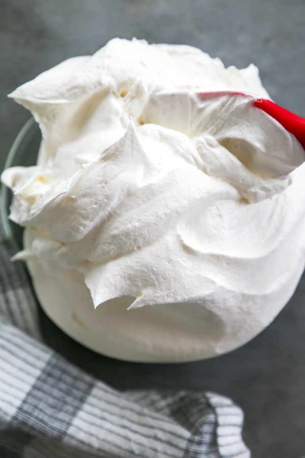 whipped topping in a bowl.