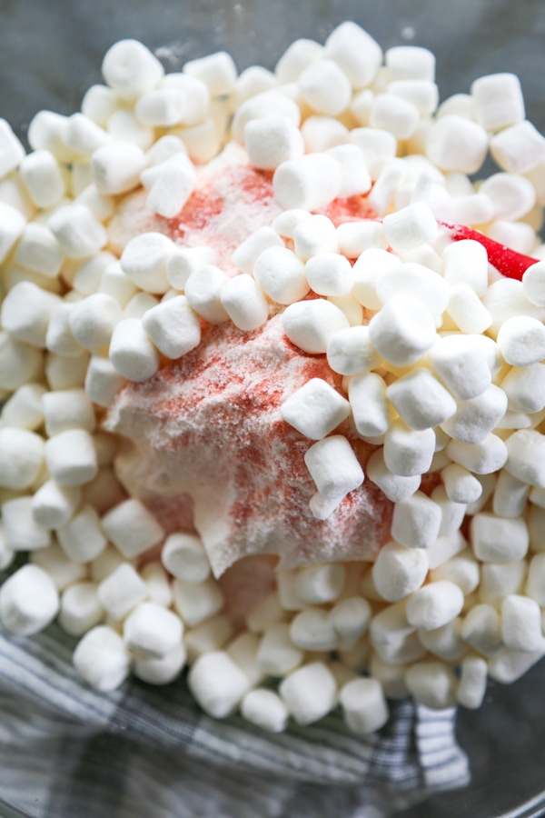 marshmallows added to the mixture.