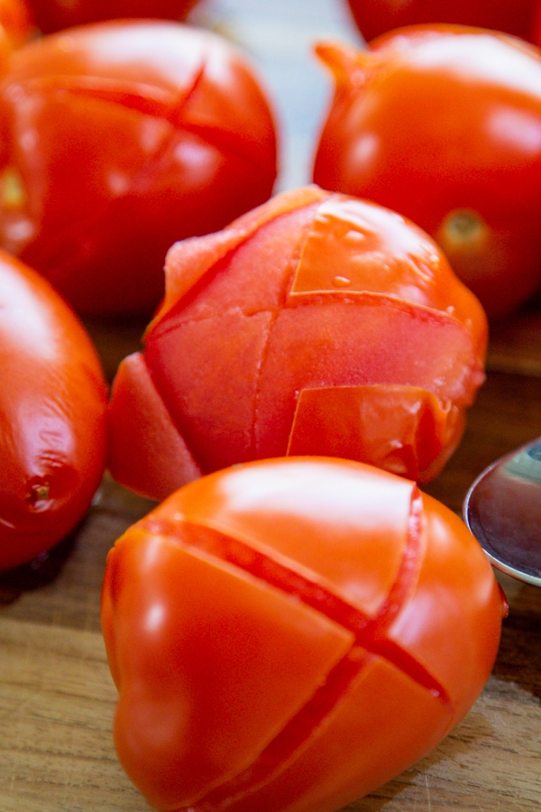 blanched tomatoes