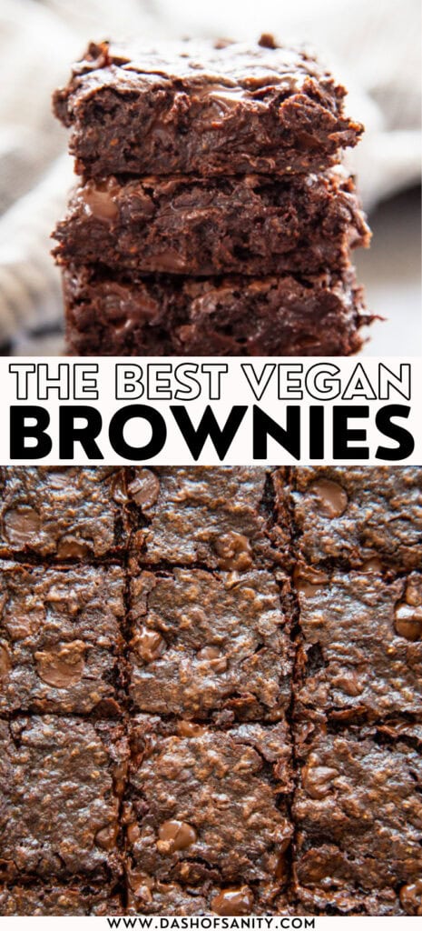 collage image of vegan brownies with recipe title