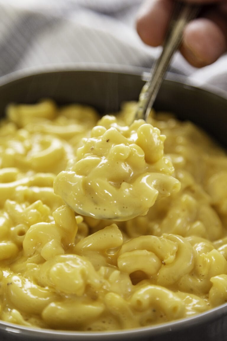 spoon of mac and cheese