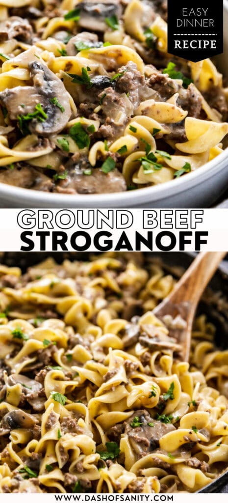 ground beef stroganoff recipe collage image