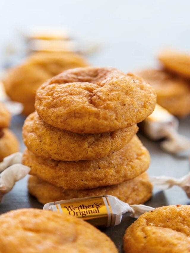 stack of pumpkin caramel cookies