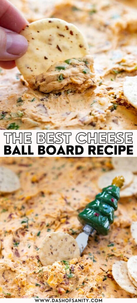 cheese ball board collage with recipe title