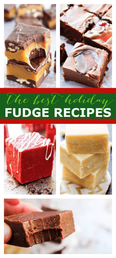collage image of several fudge recipes