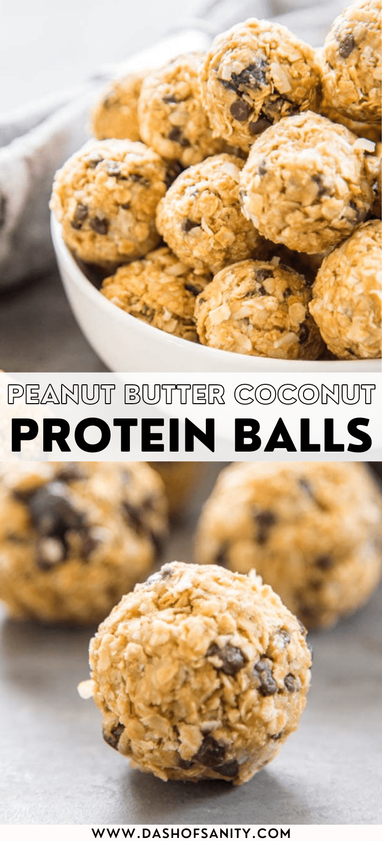 peanutbuttercoconutproteinballspinterest Dash of Sanity