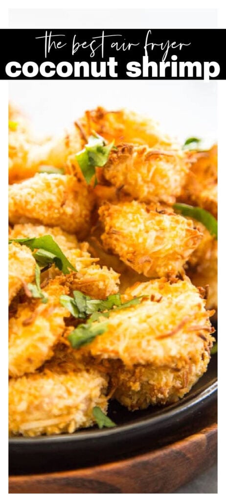 pinterest image for coconut shrimp with recipe title