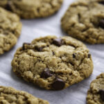 oatmeal peanut butter chocolate chip cookies on baking sheet