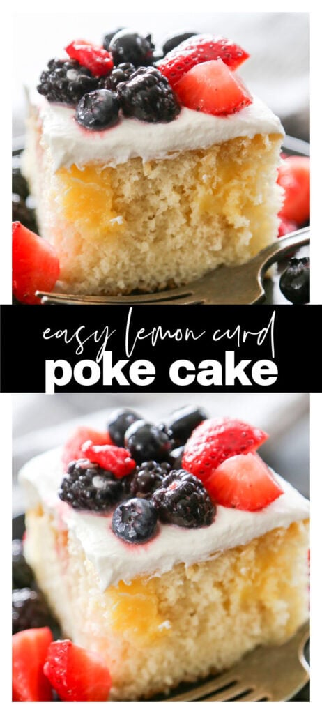 collage image lemon curd poke cake
