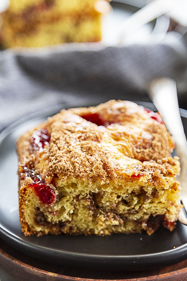 piece of cherry coffee cake
