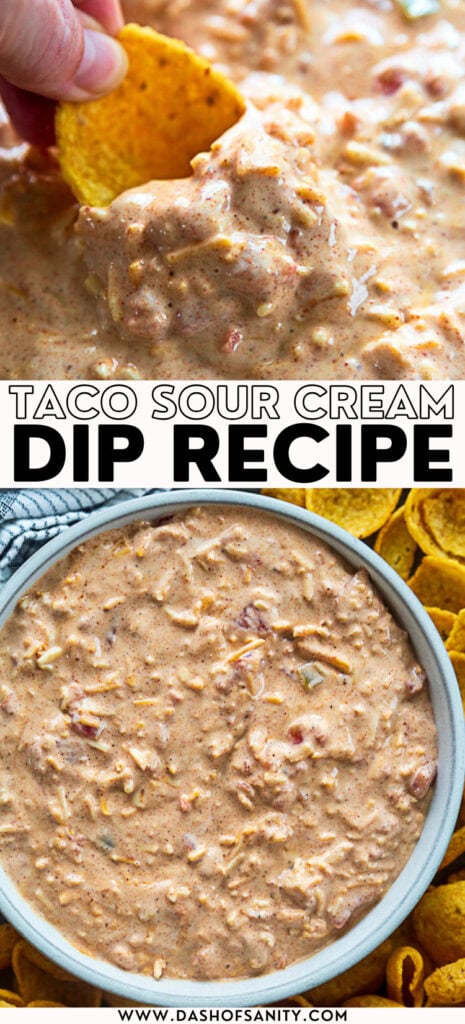 collage image of sour cream taco dip