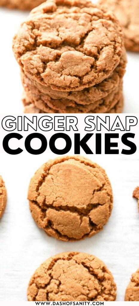 collage image ginger snap cookies with recipe title