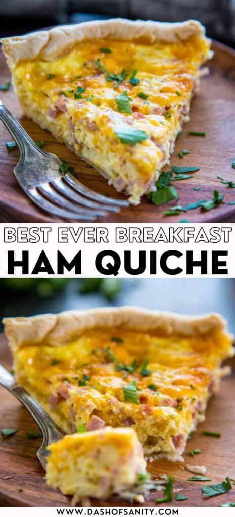 collage image ham and cheese quiche